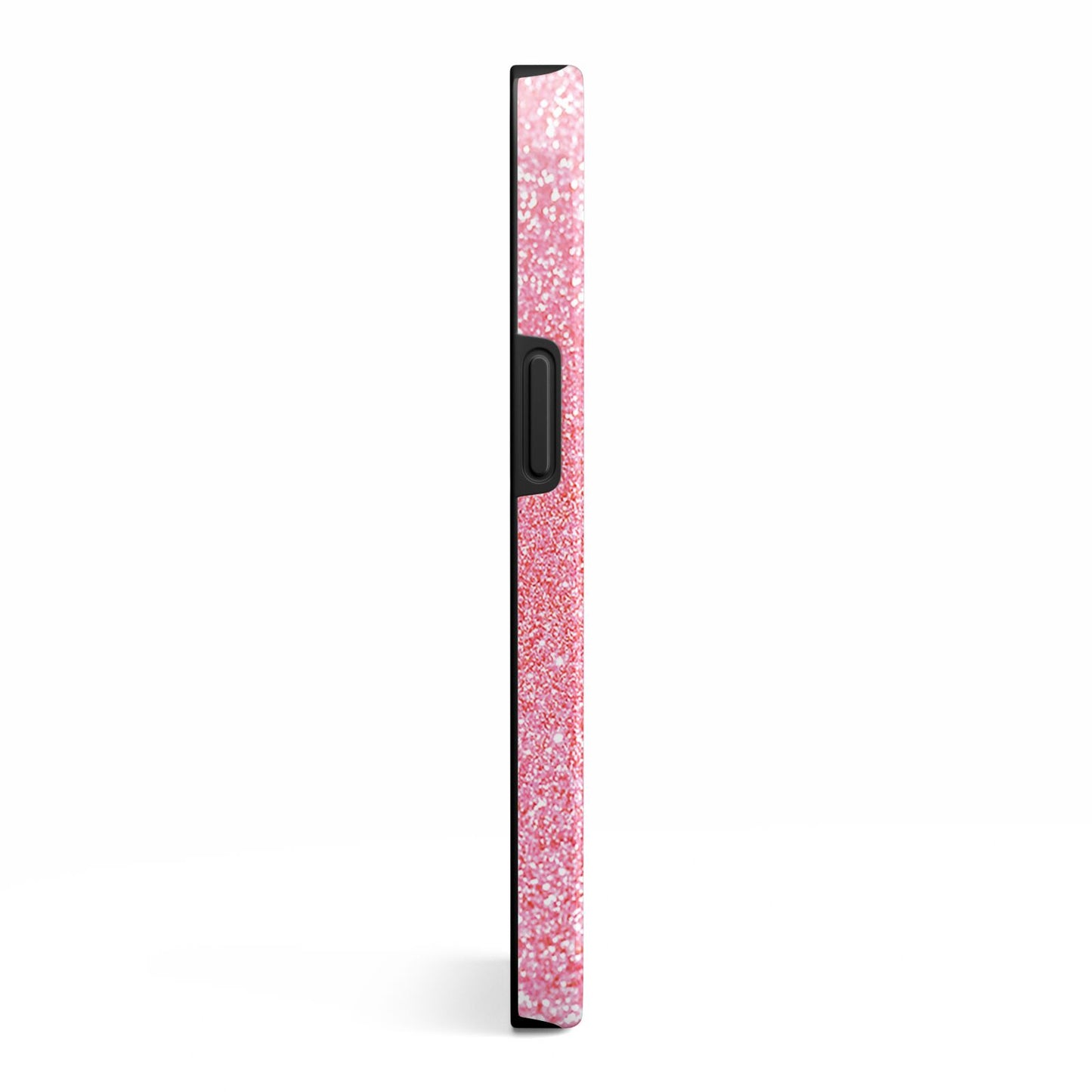 Pink Glitter with Custom Black Text iPhone 13 Side Image 3D Tough Case