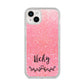 Pink Glitter with Custom Black Text iPhone 14 Plus Glitter Tough Case Starlight
