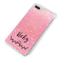 Pink Glitter with Custom Black Text iPhone 8 Plus Bumper Case on Silver iPhone Alternative Image