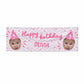 Pink Happy Birthday Personalised Face 6x2 Vinly Banner with Grommets