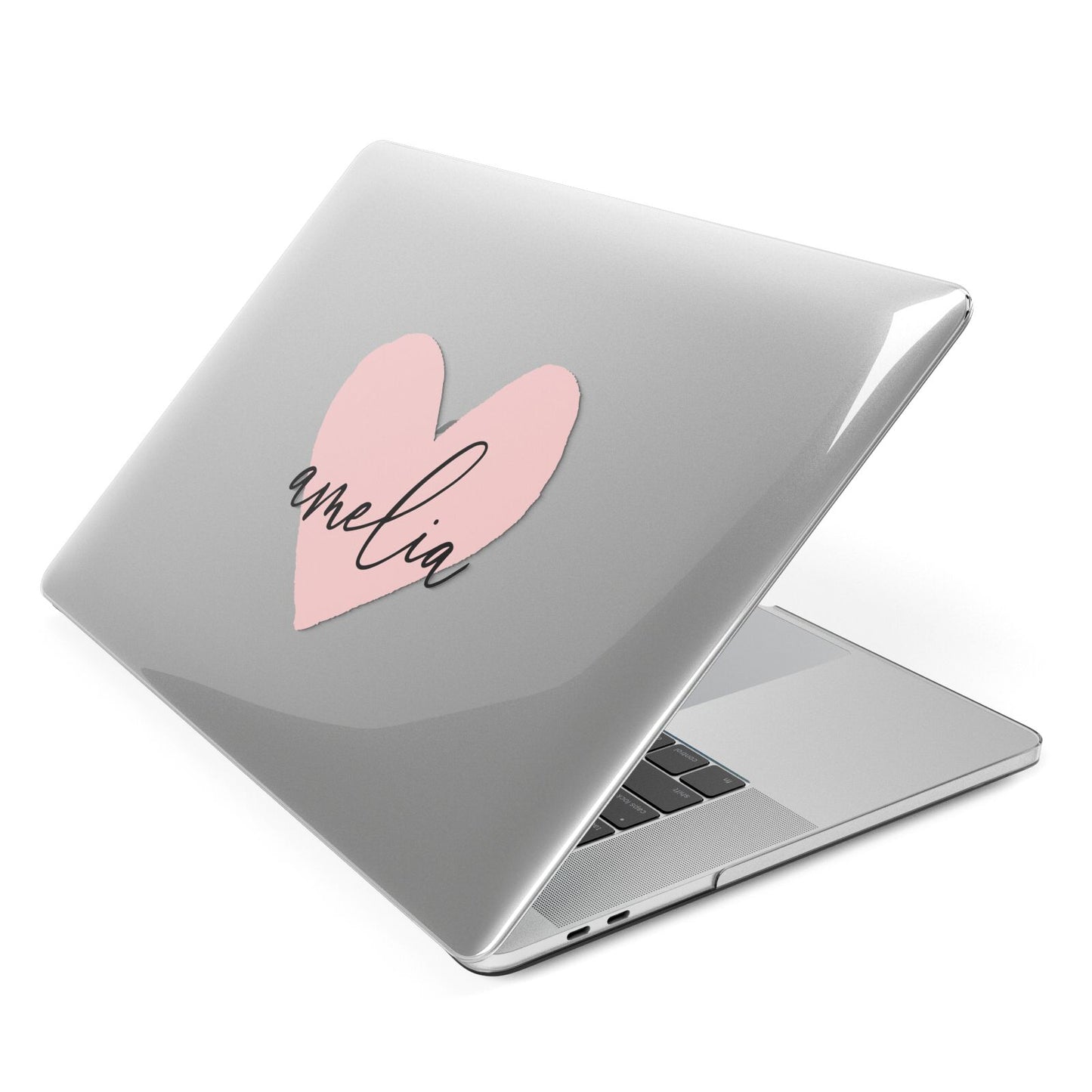 Pink Heart Sketch with Name Apple MacBook Case Side View