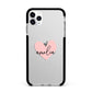 Pink Heart Sketch with Name Apple iPhone 11 Pro Max in Silver with Black Impact Case