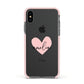 Pink Heart Sketch with Name Apple iPhone Xs Impact Case Pink Edge on Black Phone