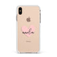 Pink Heart Sketch with Name Apple iPhone Xs Max Impact Case White Edge on Gold Phone