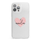Pink Heart Sketch with Name iPhone 13 Pro Max Clear Bumper Case