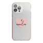 Pink Heart Sketch with Name iPhone 13 Pro Max TPU Impact Case with Pink Edges