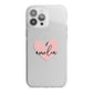 Pink Heart Sketch with Name iPhone 13 Pro Max TPU Impact Case with White Edges