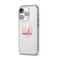 Pink Heart Sketch with Name iPhone 14 Pro Clear Tough Case Silver Angled Image