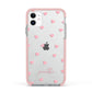 Pink Hearts with Custom Name Apple iPhone 11 in White with Pink Impact Case