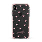 Pink Hearts with Custom Name Apple iPhone Xs Max Impact Case Pink Edge on Black Phone
