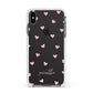 Pink Hearts with Custom Name Apple iPhone Xs Max Impact Case White Edge on Black Phone