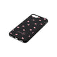 Pink Hearts with Custom Name Black Pebble Leather iPhone 8 Case Side Angle