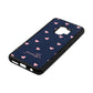 Pink Hearts with Custom Name Navy Blue Pebble Leather Samsung S9 Case Side Angle