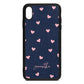 Pink Hearts with Custom Name Navy Blue Pebble Leather iPhone Xs Max Case
