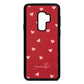 Pink Hearts with Custom Name Red Pebble Leather Samsung S9 Plus Case