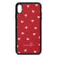Pink Hearts with Custom Name Red Pebble Leather iPhone Xs Max Case
