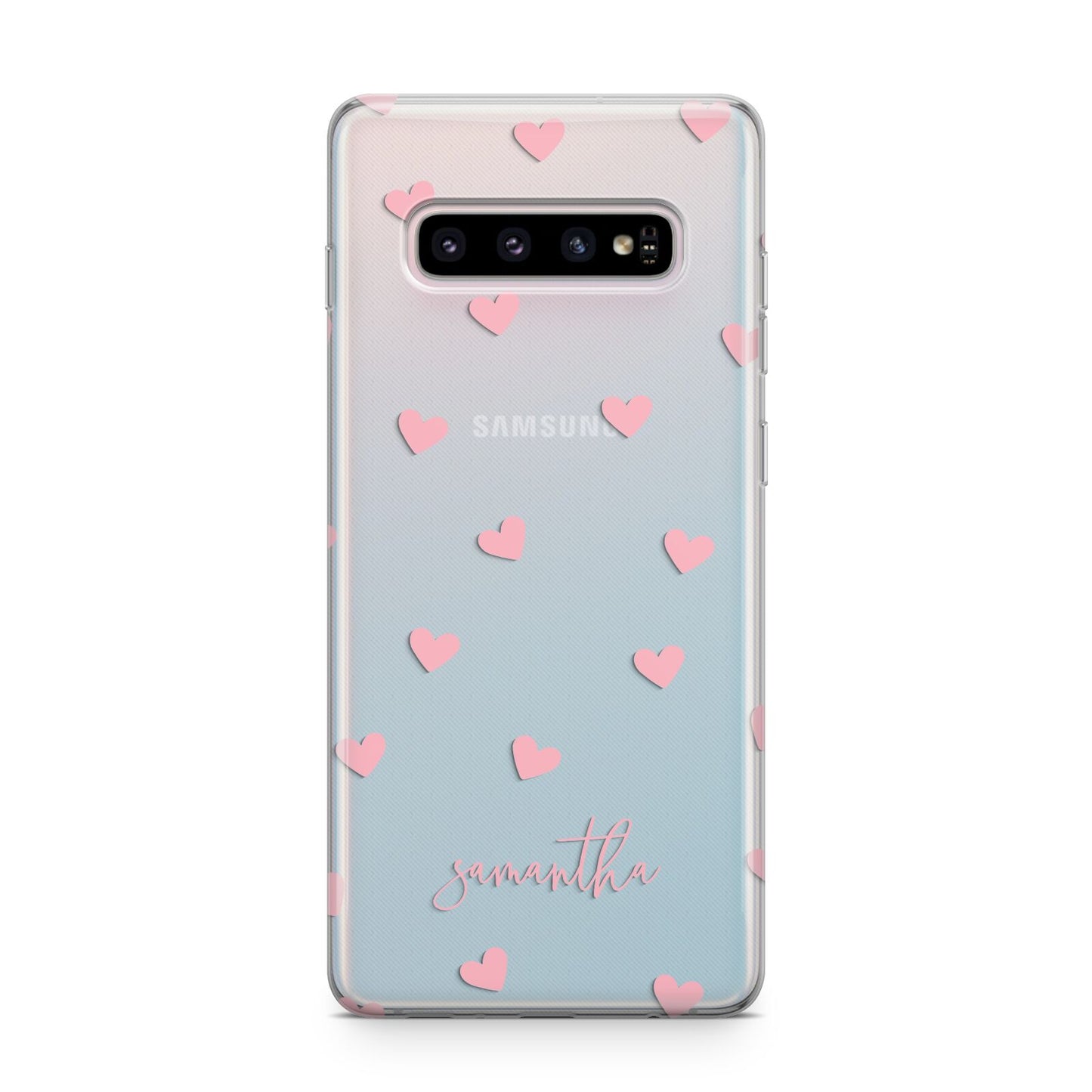 Pink Hearts with Custom Name Samsung Galaxy S10 Plus Case