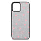 Pink Hearts with Custom Name Silver Pebble Leather iPhone 12 Pro Max Case