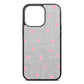 Pink Hearts with Custom Name Silver Pebble Leather iPhone 13 Pro Case