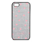Pink Hearts with Custom Name Silver Pebble Leather iPhone 5 Case