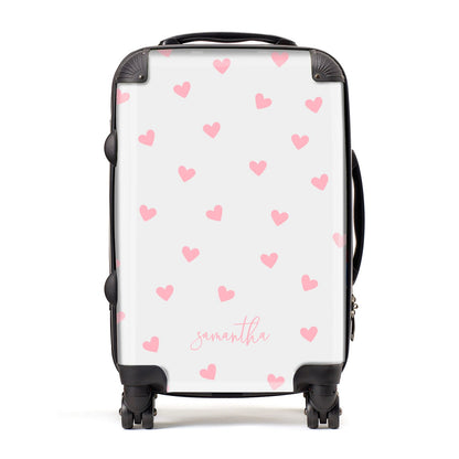 Pink Hearts with Custom Name Suitcase