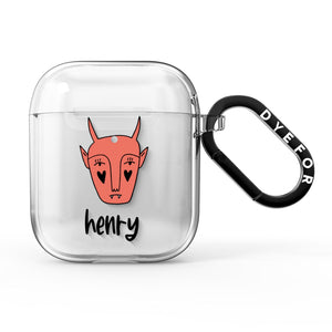 Pink Horned Halloween Personalised AirPods Case