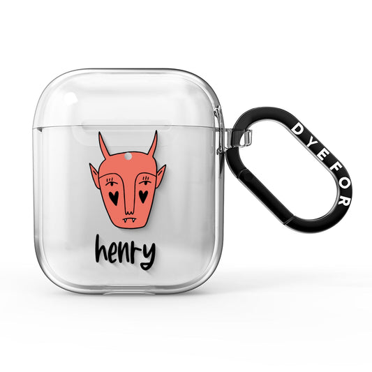 Pink Horned Halloween Personalised AirPods Clear Case