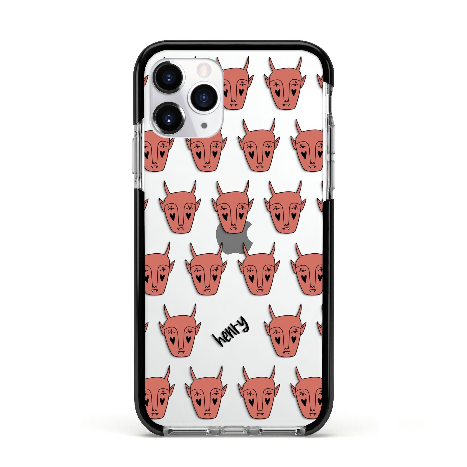 Pink Horned Halloween Personalised Apple iPhone 11 Pro in Silver with Black Impact Case