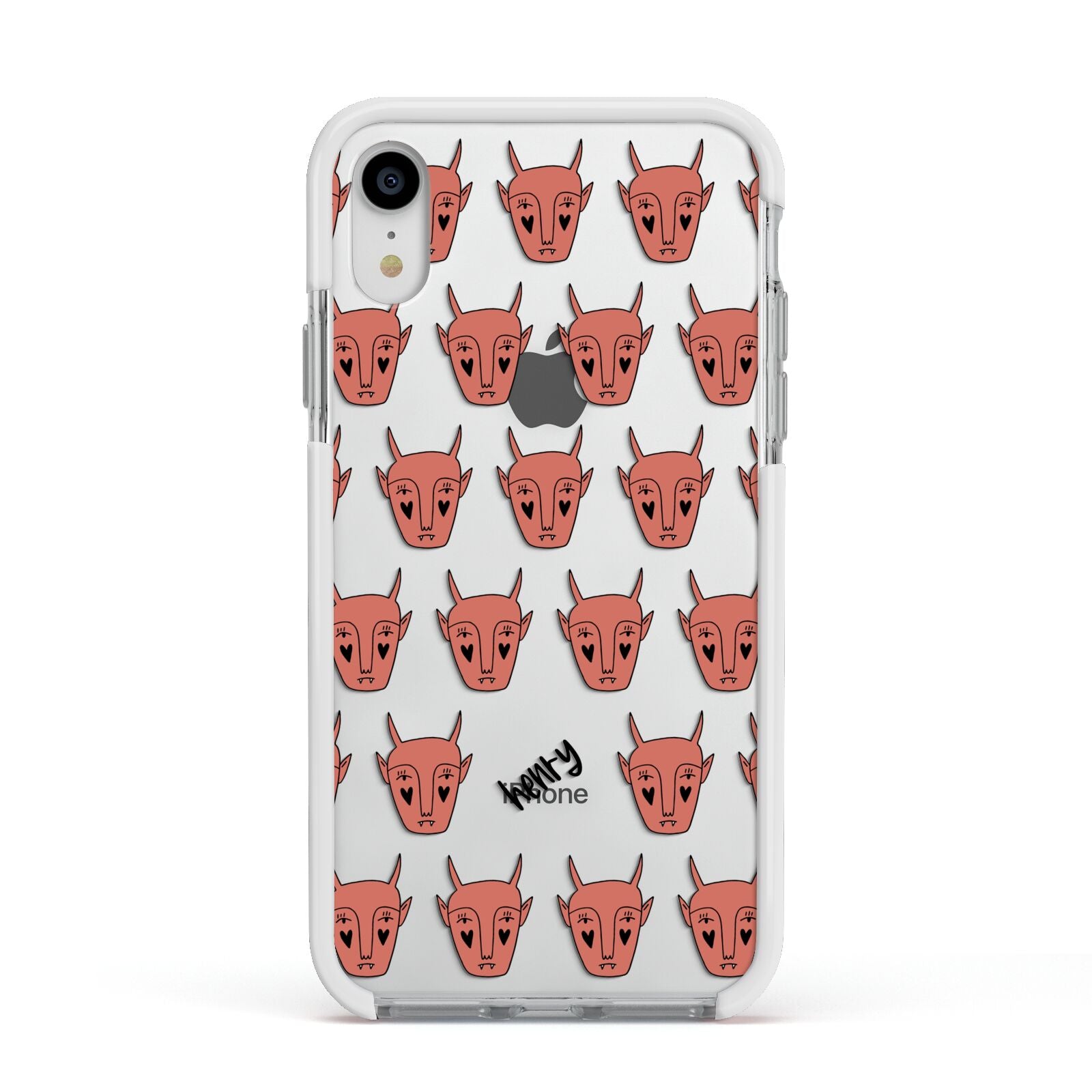 Pink Horned Halloween Personalised Apple iPhone XR Impact Case White Edge on Silver Phone