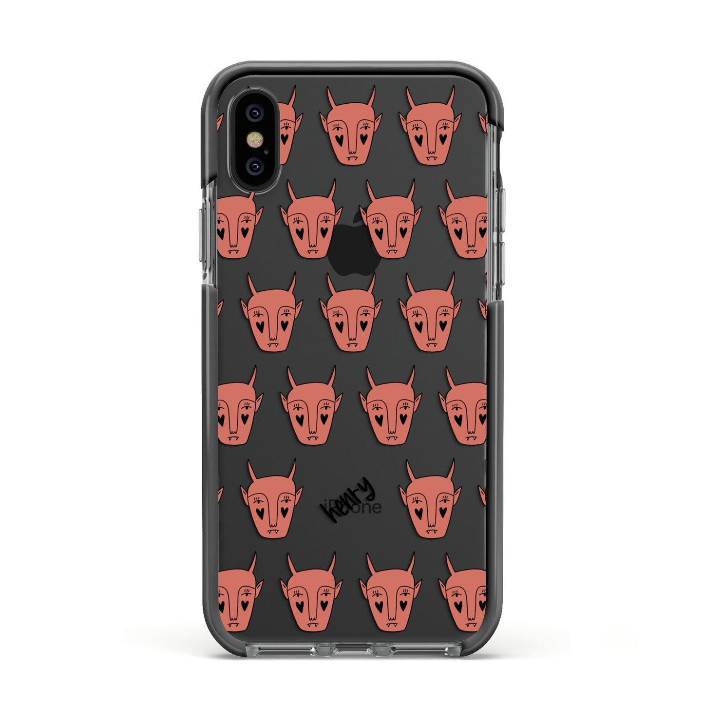 Pink Horned Halloween Personalised Apple iPhone Xs Impact Case Black Edge on Black Phone