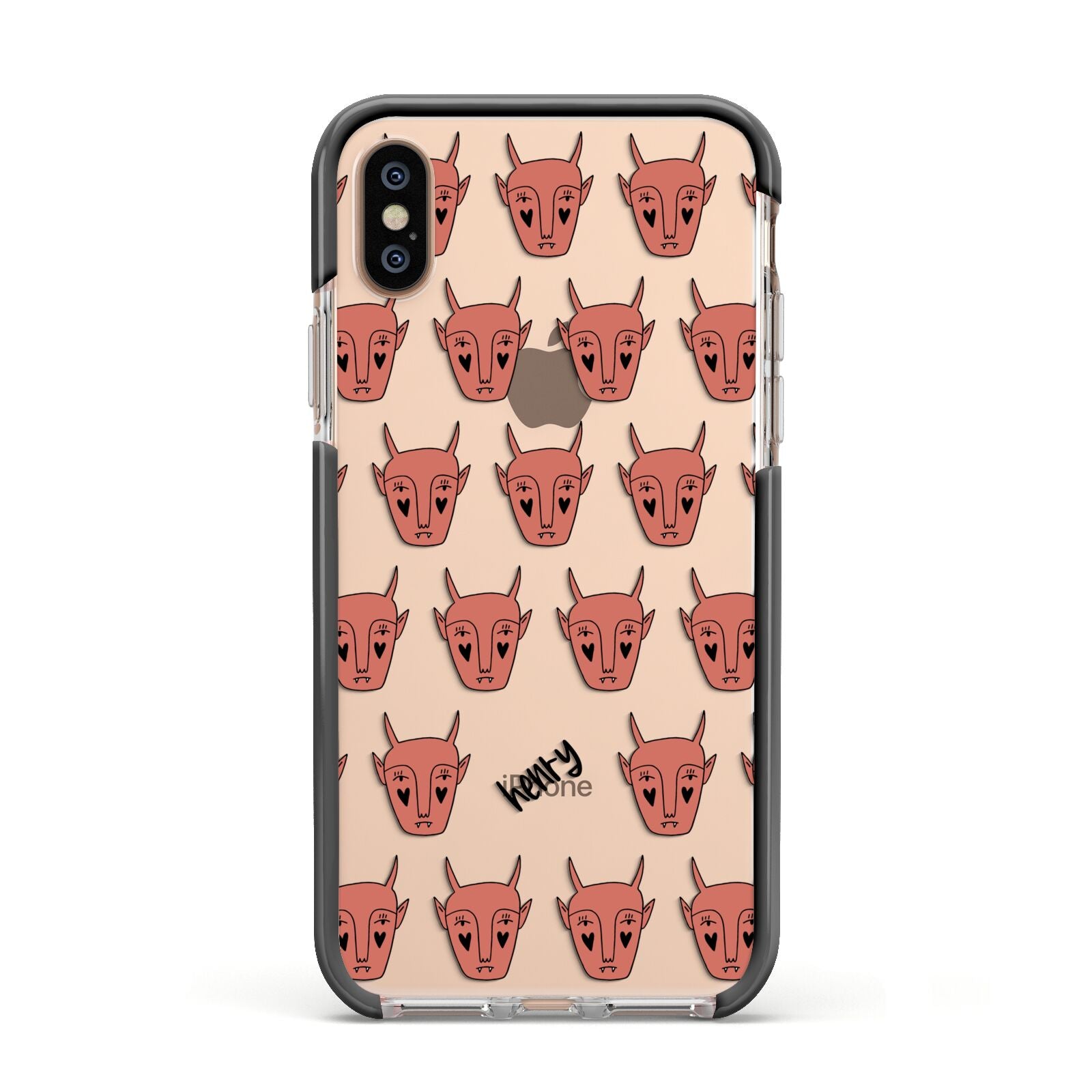 Pink Horned Halloween Personalised Apple iPhone Xs Impact Case Black Edge on Gold Phone