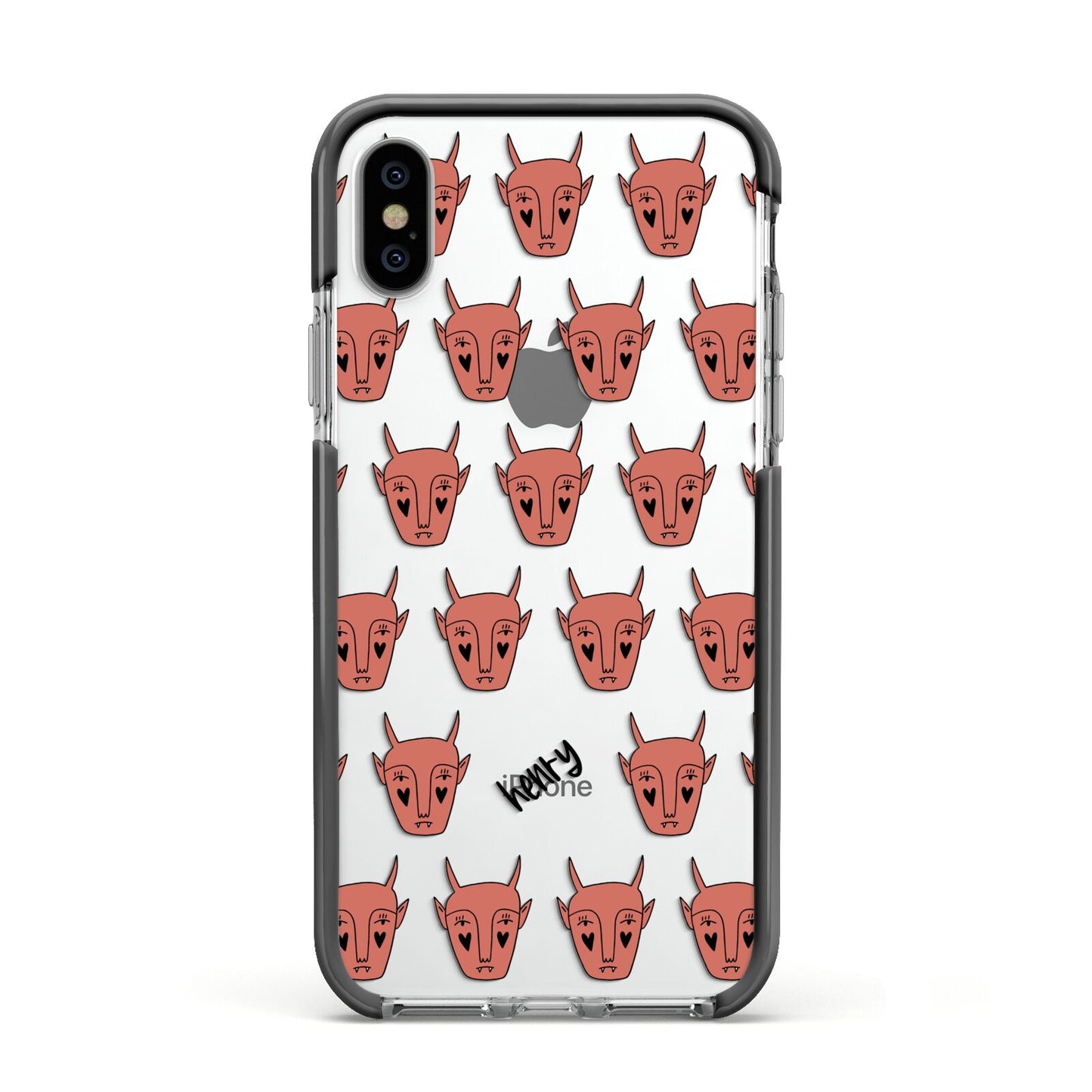 Pink Horned Halloween Personalised Apple iPhone Xs Impact Case Black Edge on Silver Phone