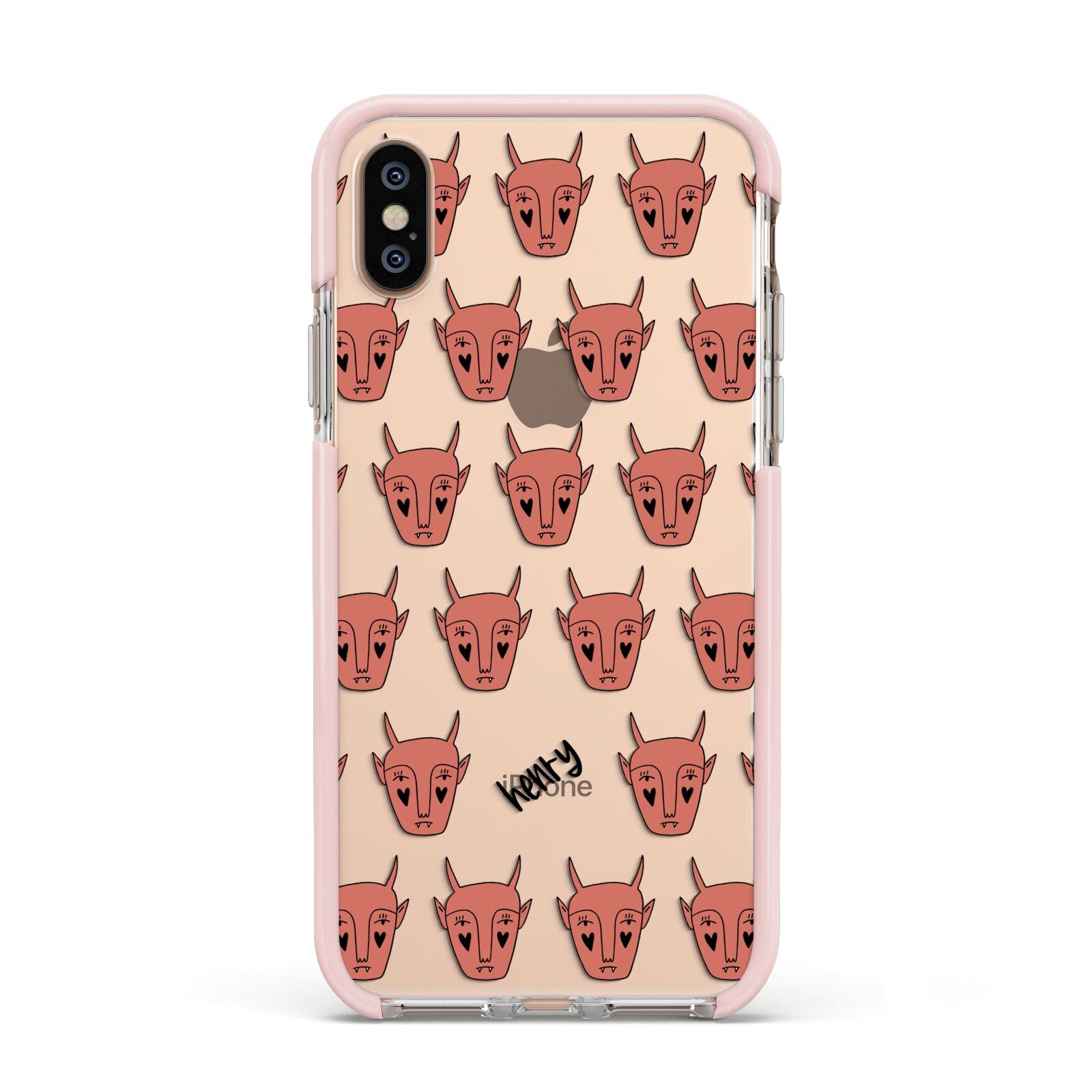 Pink Horned Halloween Personalised Apple iPhone Xs Impact Case Pink Edge on Gold Phone