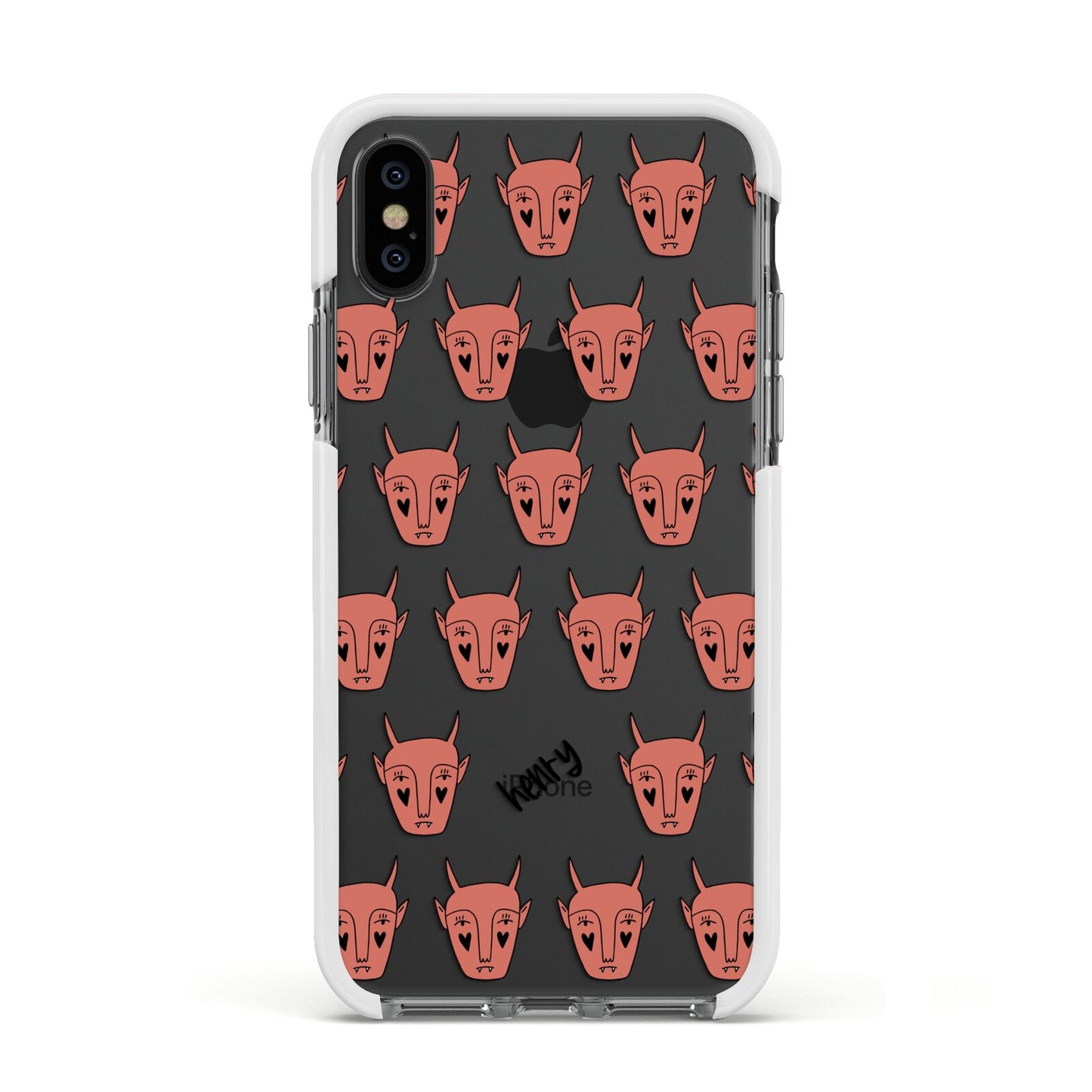 Pink Horned Halloween Personalised Apple iPhone Xs Impact Case White Edge on Black Phone