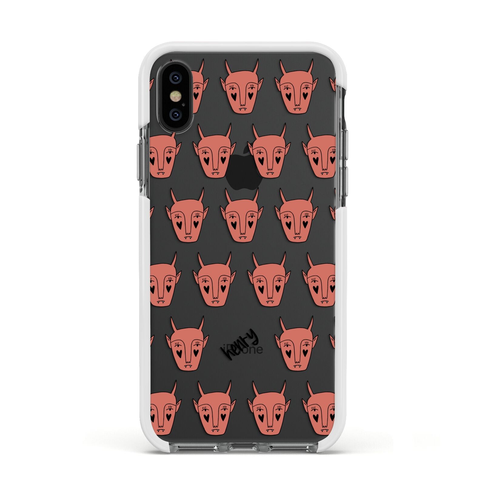 Pink Horned Halloween Personalised Apple iPhone Xs Impact Case White Edge on Black Phone
