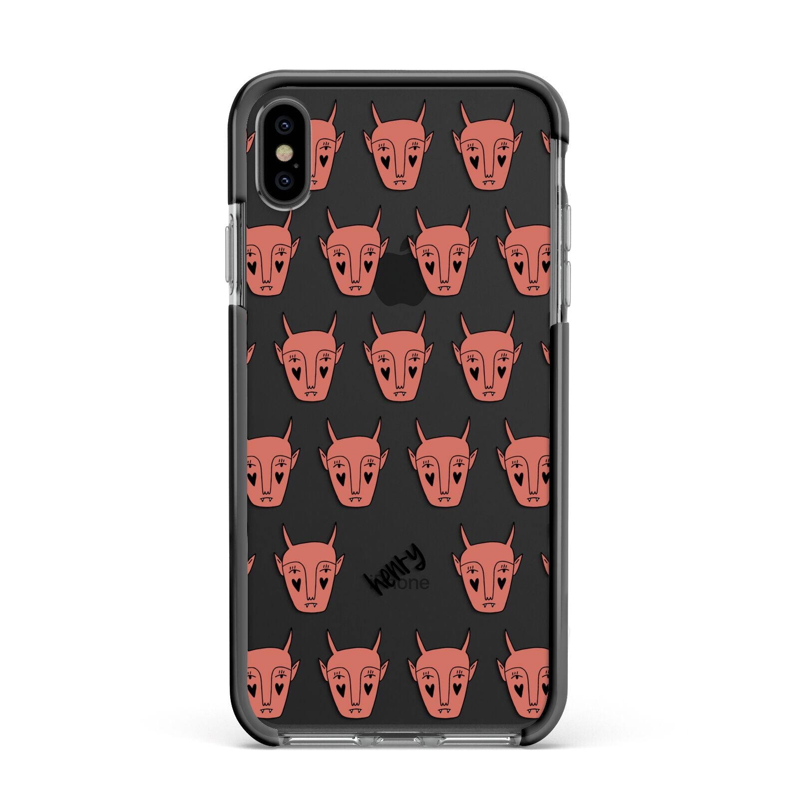 Pink Horned Halloween Personalised Apple iPhone Xs Max Impact Case Black Edge on Black Phone