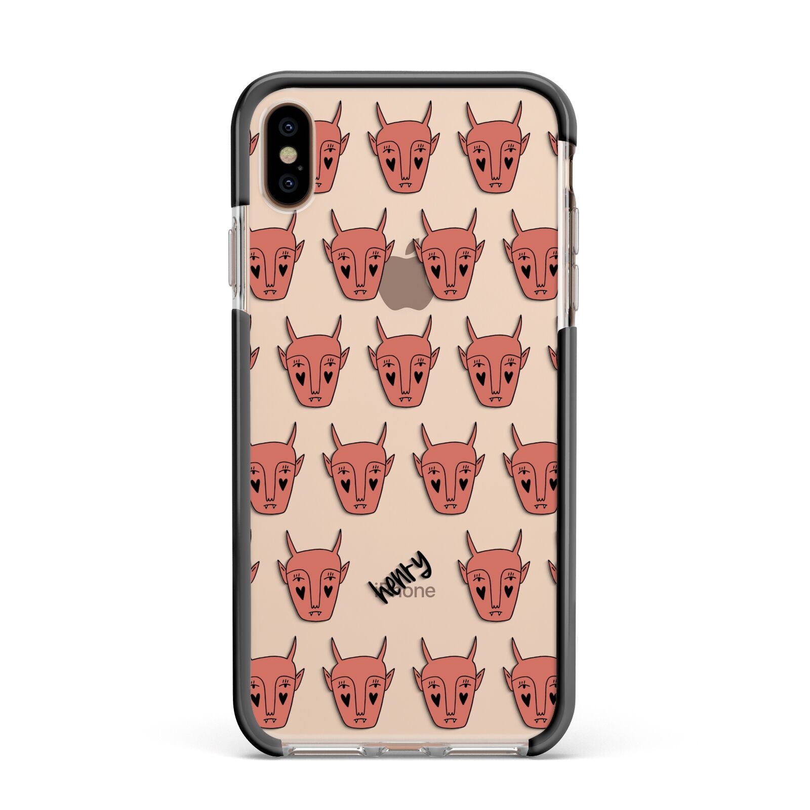 Pink Horned Halloween Personalised Apple iPhone Xs Max Impact Case Black Edge on Gold Phone