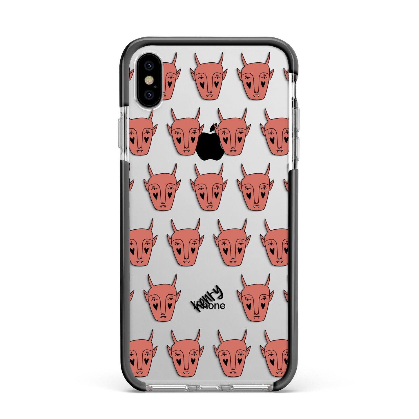 Pink Horned Halloween Personalised Apple iPhone Xs Max Impact Case Black Edge on Silver Phone