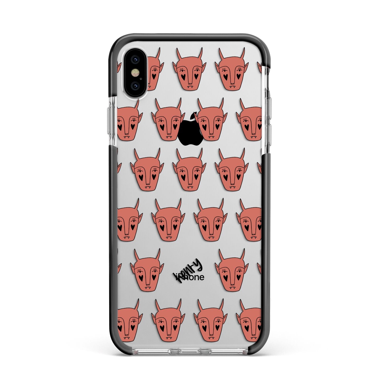 Pink Horned Halloween Personalised Apple iPhone Xs Max Impact Case Black Edge on Silver Phone