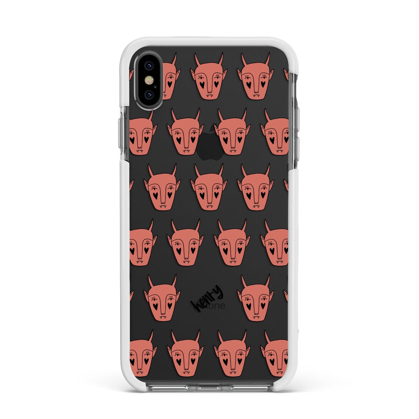 Pink Horned Halloween Personalised Apple iPhone Xs Max Impact Case White Edge on Black Phone