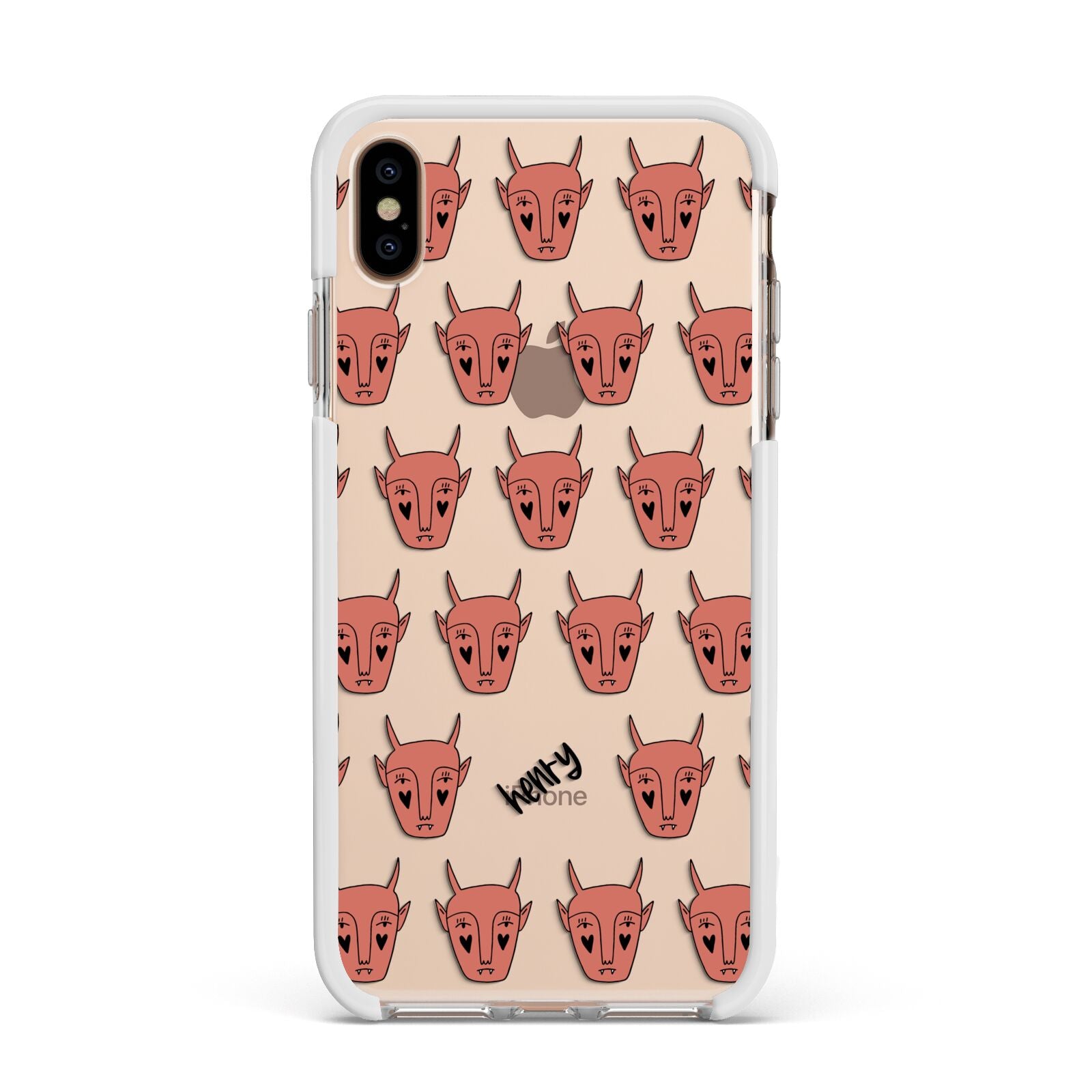 Pink Horned Halloween Personalised Apple iPhone Xs Max Impact Case White Edge on Gold Phone