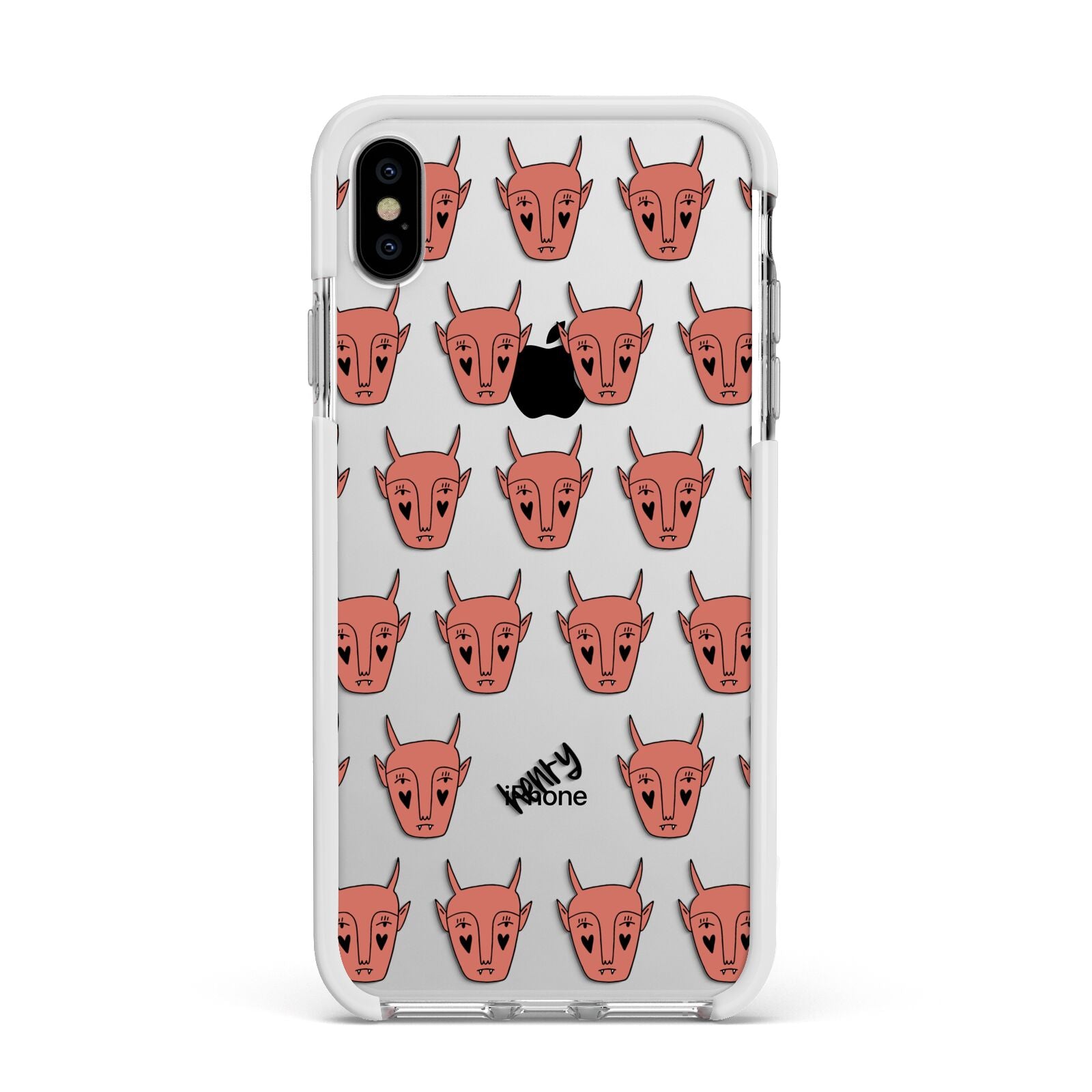 Pink Horned Halloween Personalised Apple iPhone Xs Max Impact Case White Edge on Silver Phone