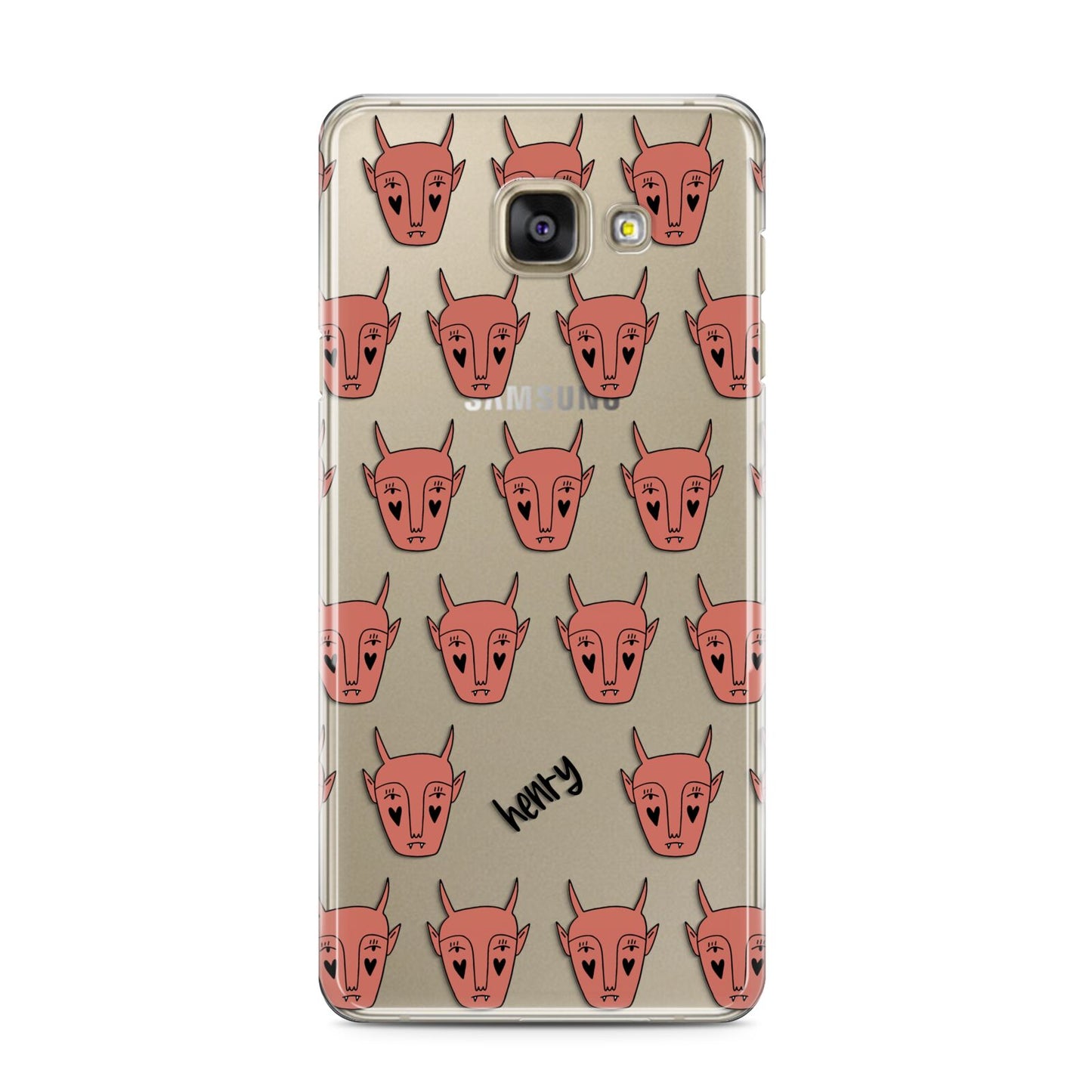 Pink Horned Halloween Personalised Samsung Galaxy A3 2016 Case on gold phone