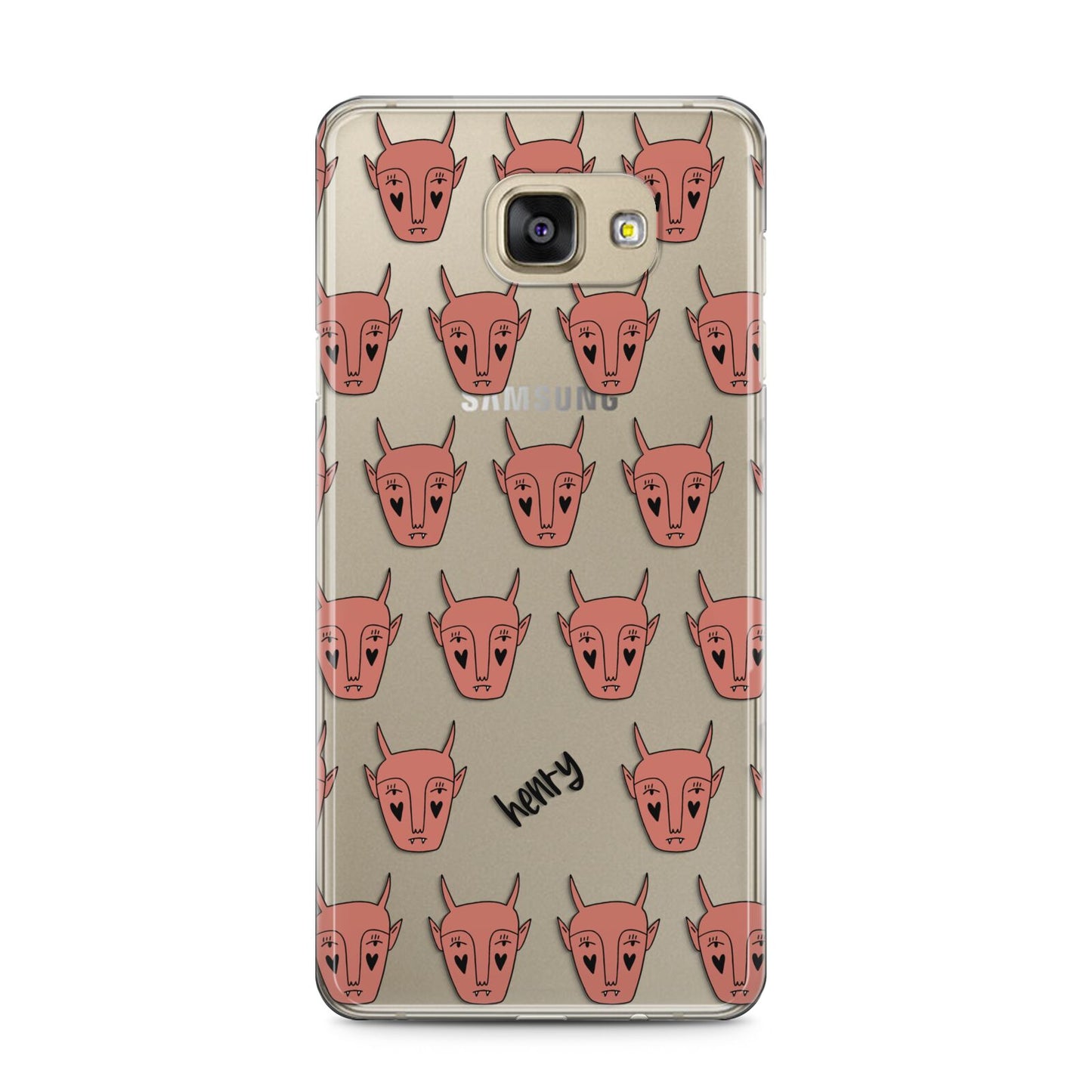 Pink Horned Halloween Personalised Samsung Galaxy A5 2016 Case on gold phone