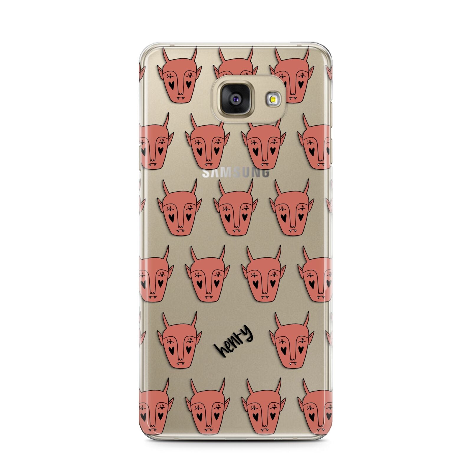 Pink Horned Halloween Personalised Samsung Galaxy A7 2016 Case on gold phone
