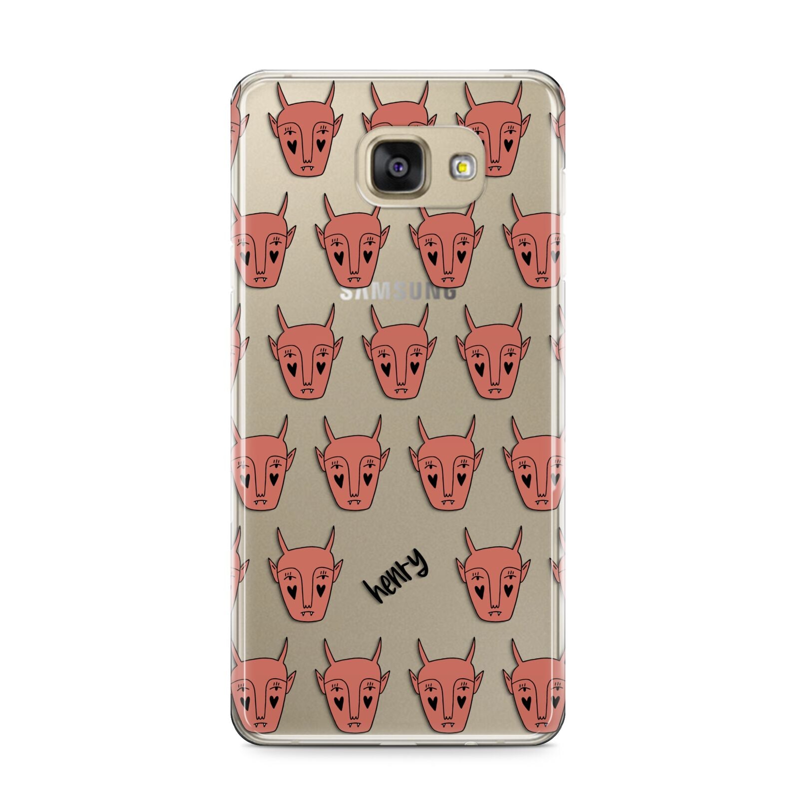 Pink Horned Halloween Personalised Samsung Galaxy A9 2016 Case on gold phone