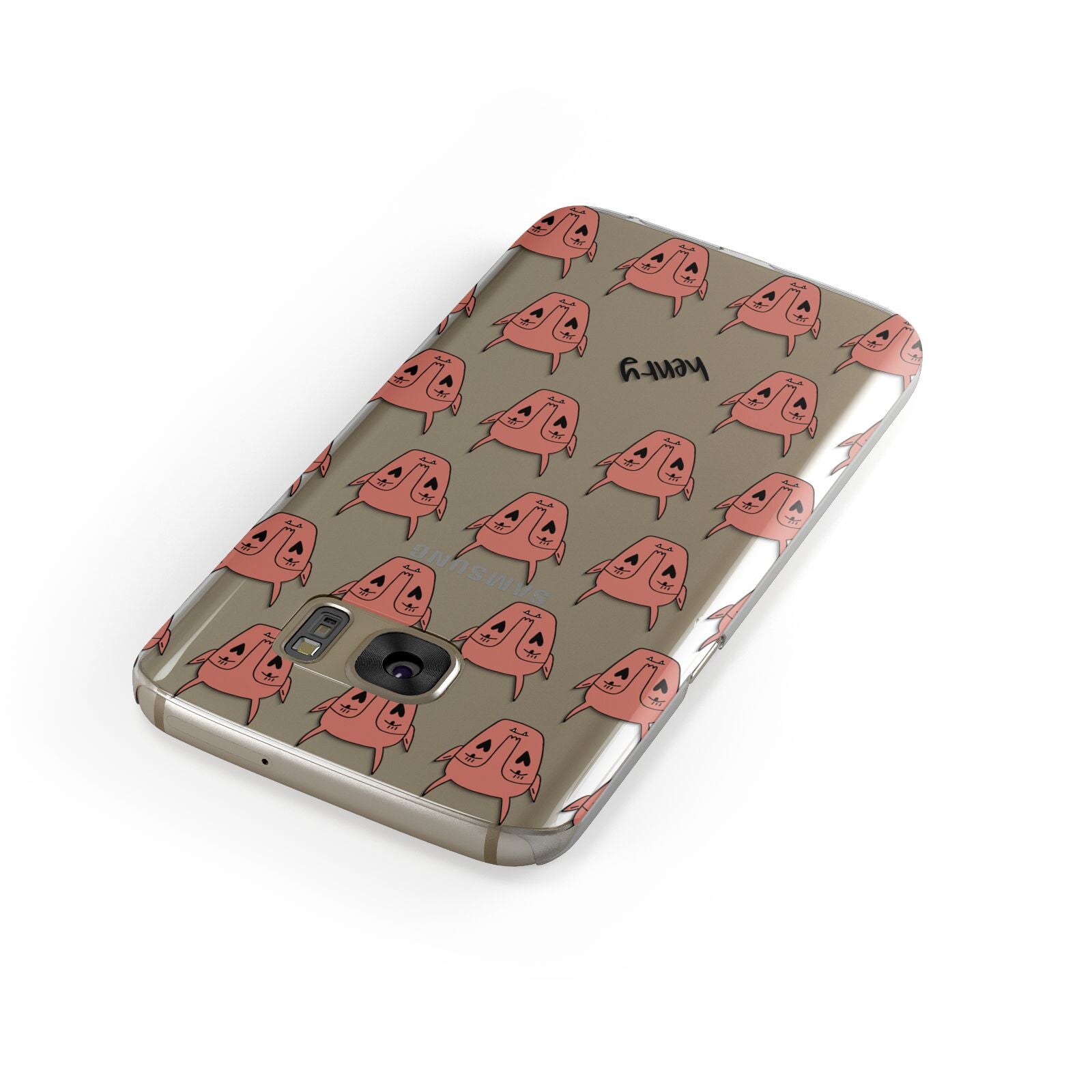 Pink Horned Halloween Personalised Samsung Galaxy Case Front Close Up