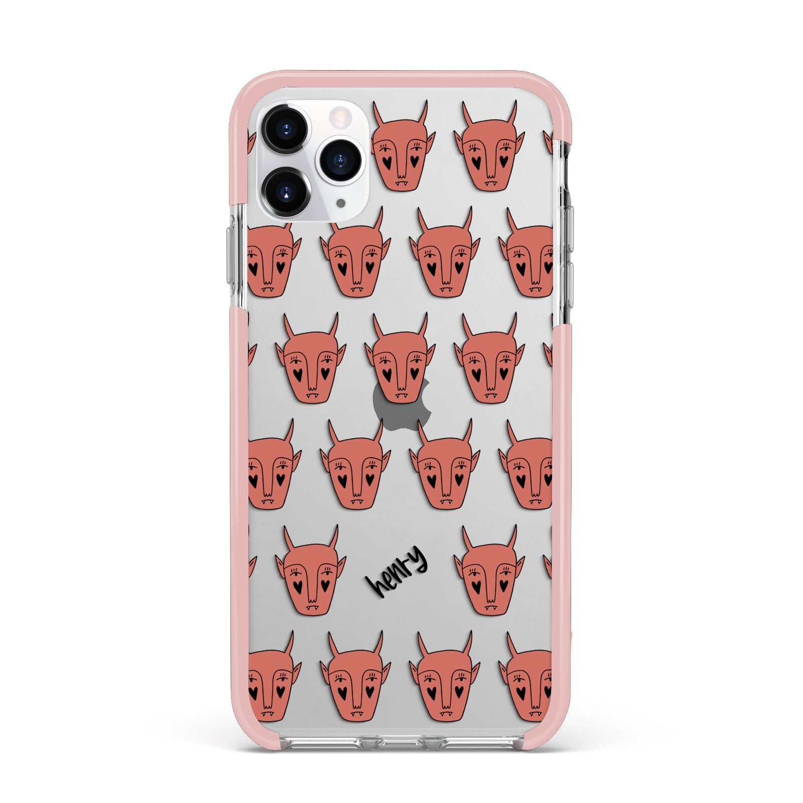 Pink Horned Halloween Personalised iPhone 11 Pro Max Impact Pink Edge Case