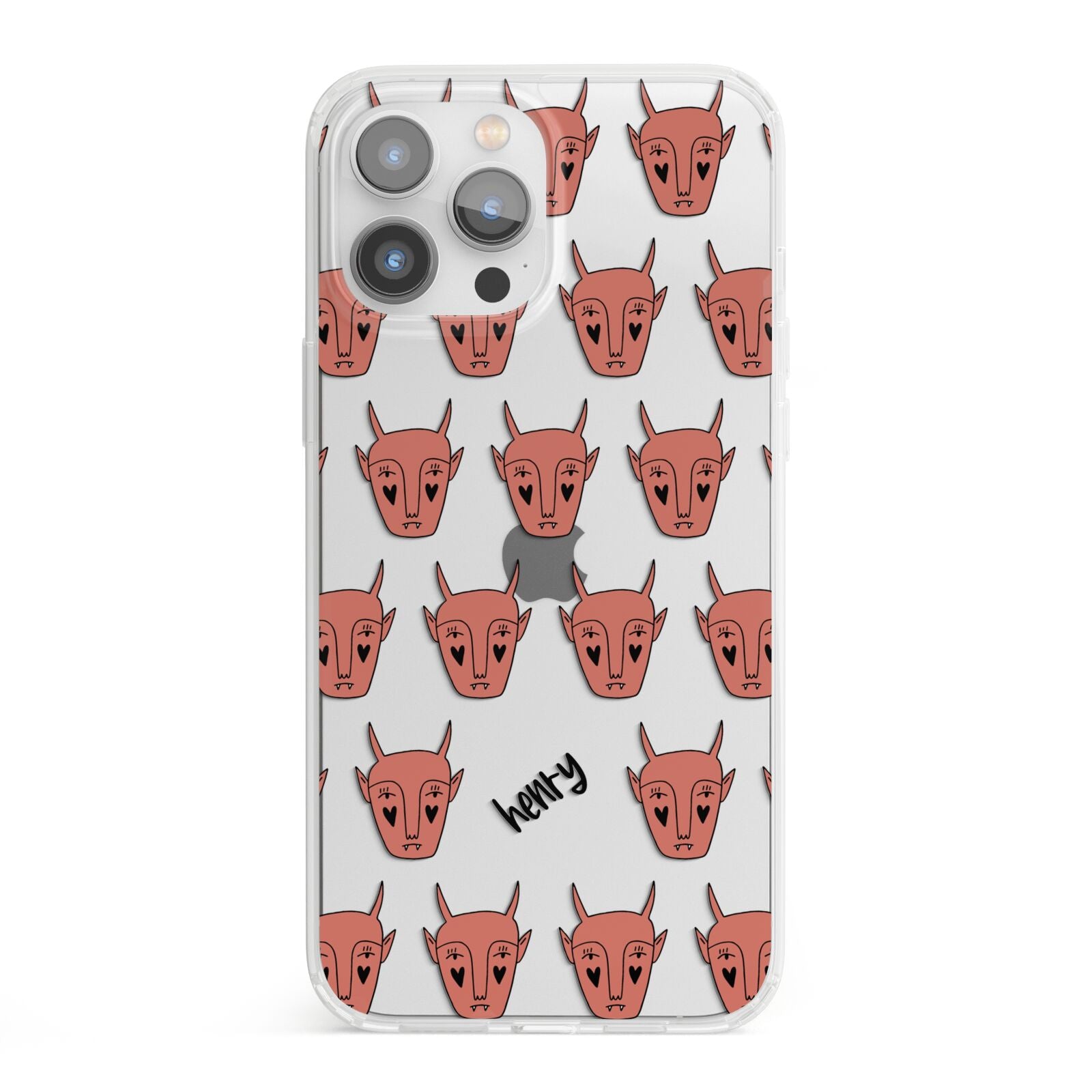 Pink Horned Halloween Personalised iPhone 13 Pro Max Clear Bumper Case