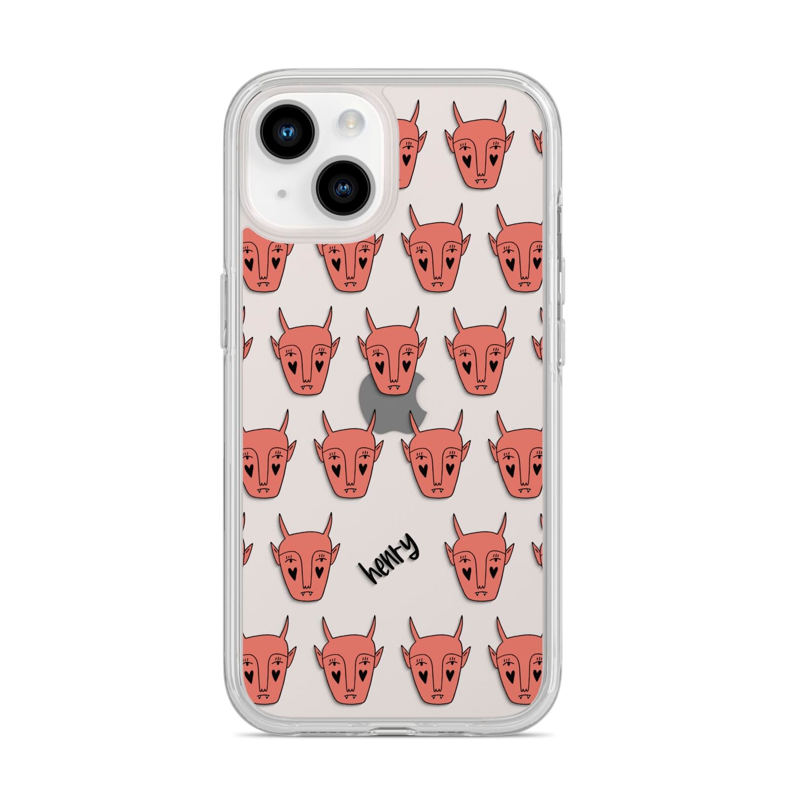 Pink Horned Halloween Personalised iPhone 14 Clear Tough Case Starlight